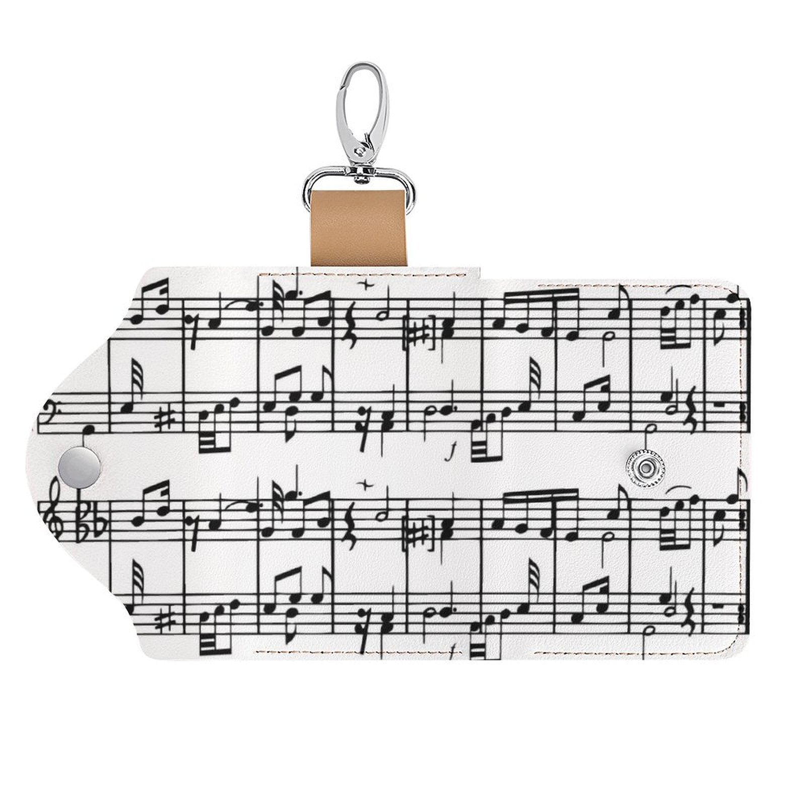 Music White Leather Key Bag