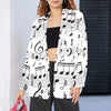 Music Notes White Women's Blazer