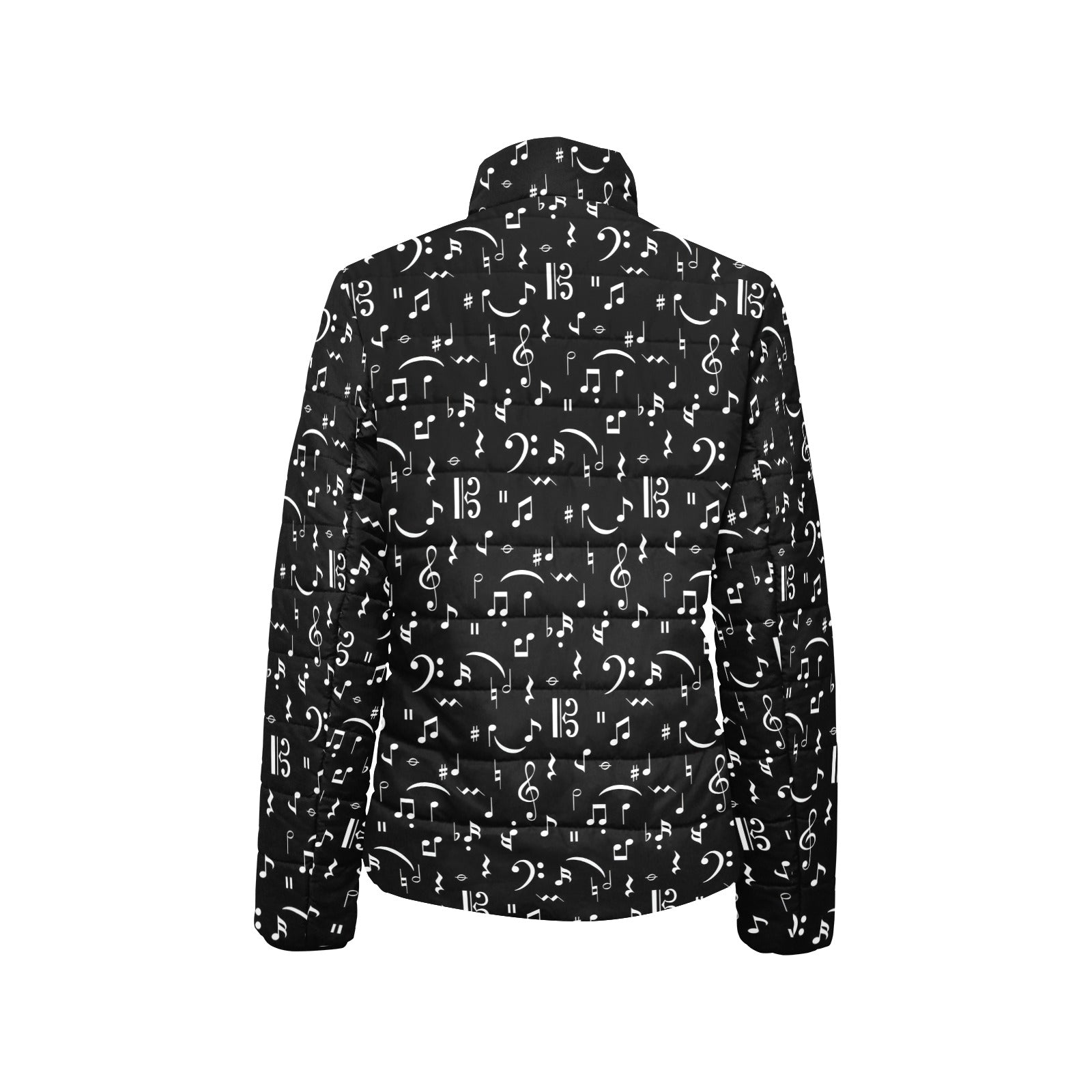 Music Notes Pattern Women's Padded Bomber Jacket