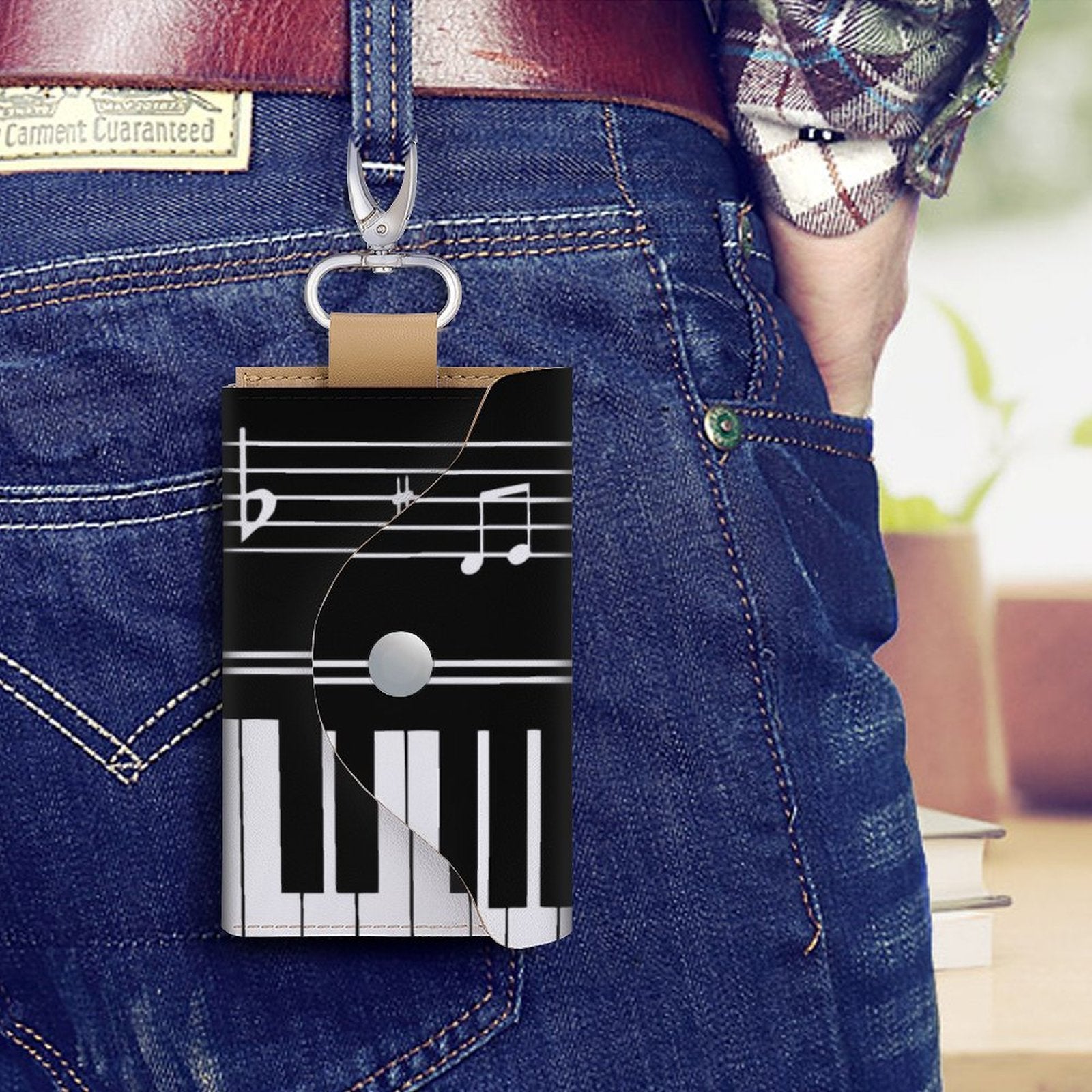 Piano Keys Leather Key Bag