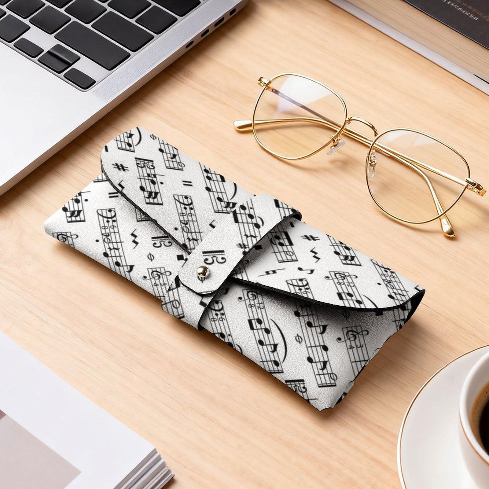 Music Notes PU Leather Glasses Case