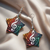 Bi-tone Music Star Shape Wooden Earrings