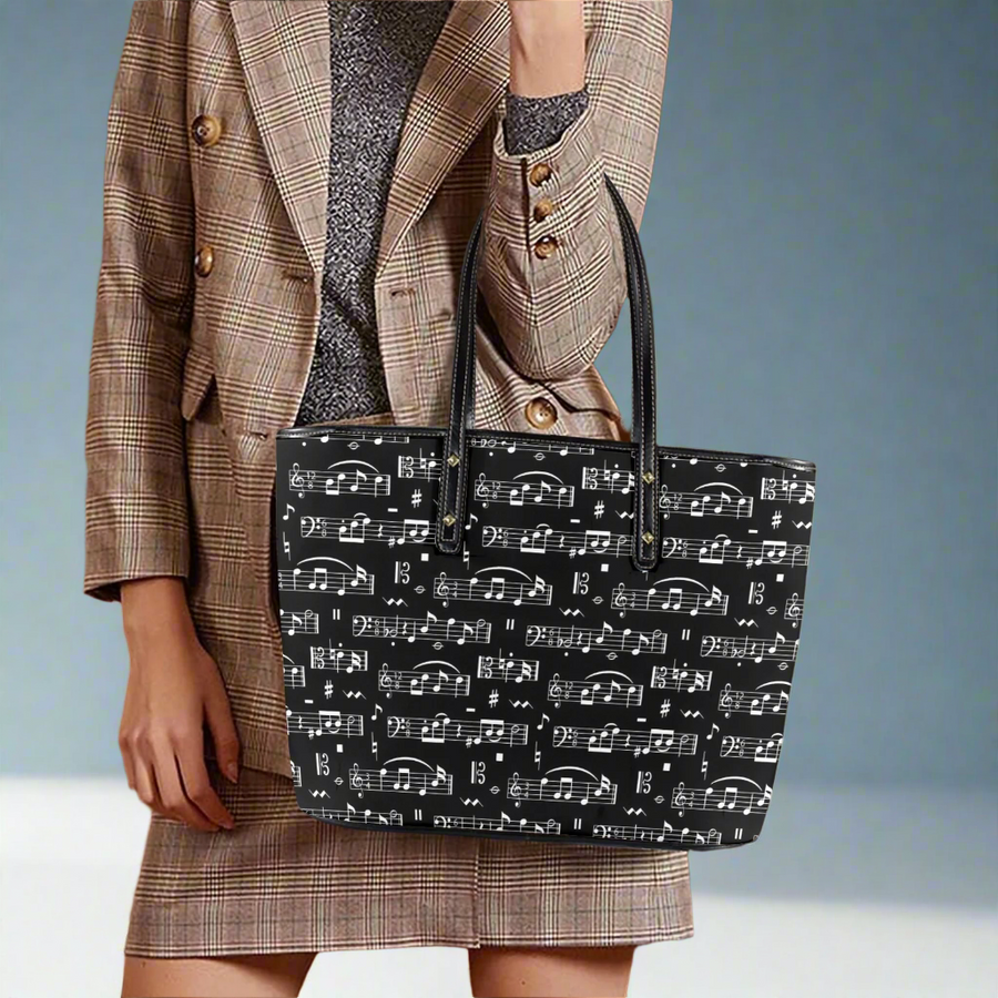 Bi-tone Music Chic Leather Tote Bag