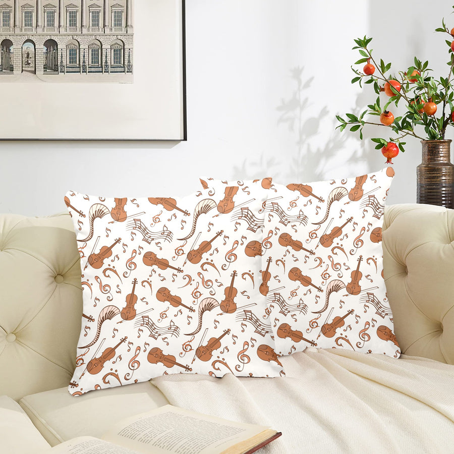 Violin Pattern Peach Skin Pillowcase Set 18"x18"
