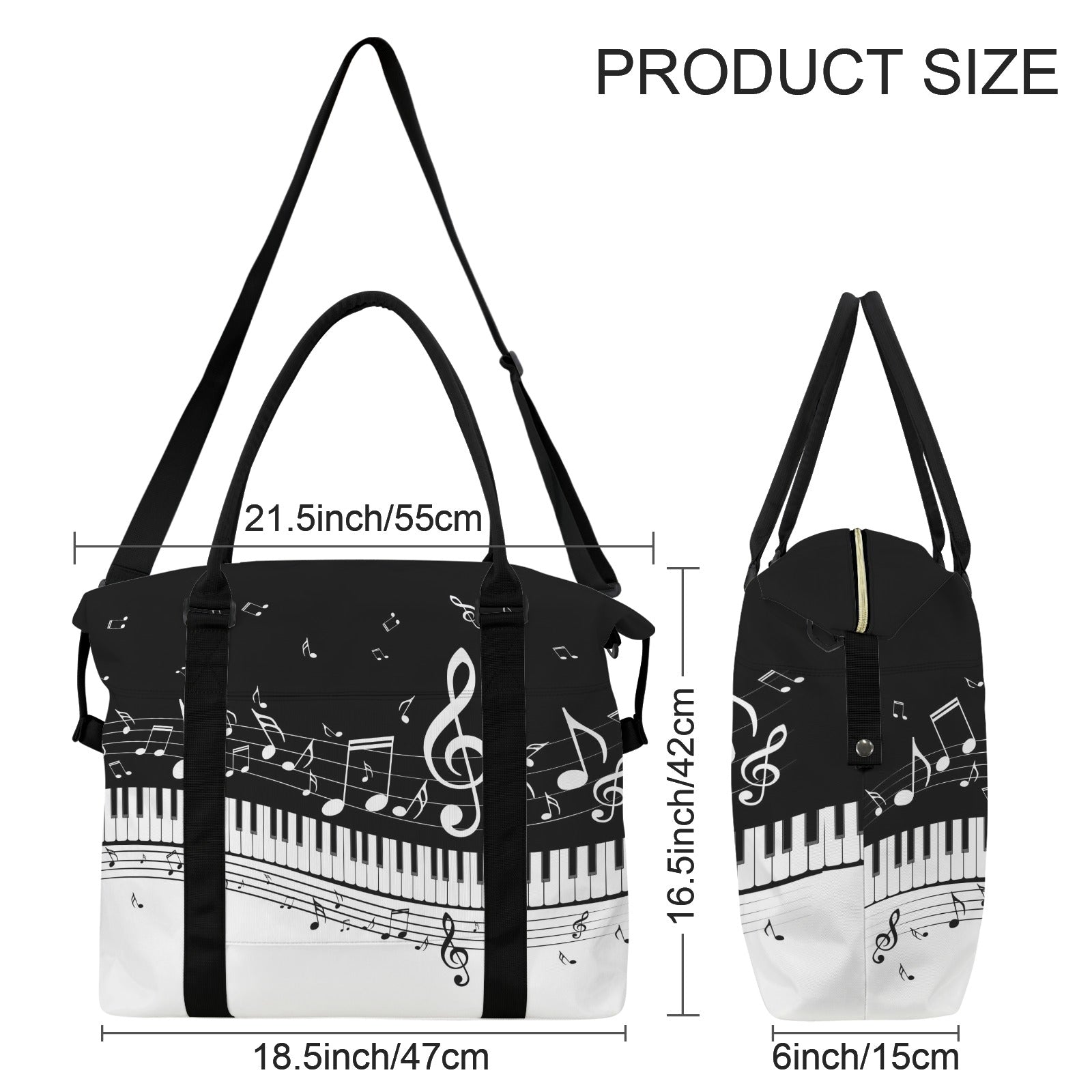 Classic Piano & Music Large Travel Bag