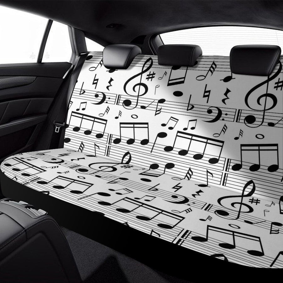 Music Scores White Car Rear Seat Cover