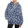 Music Navy Women's Flannel Hoodie