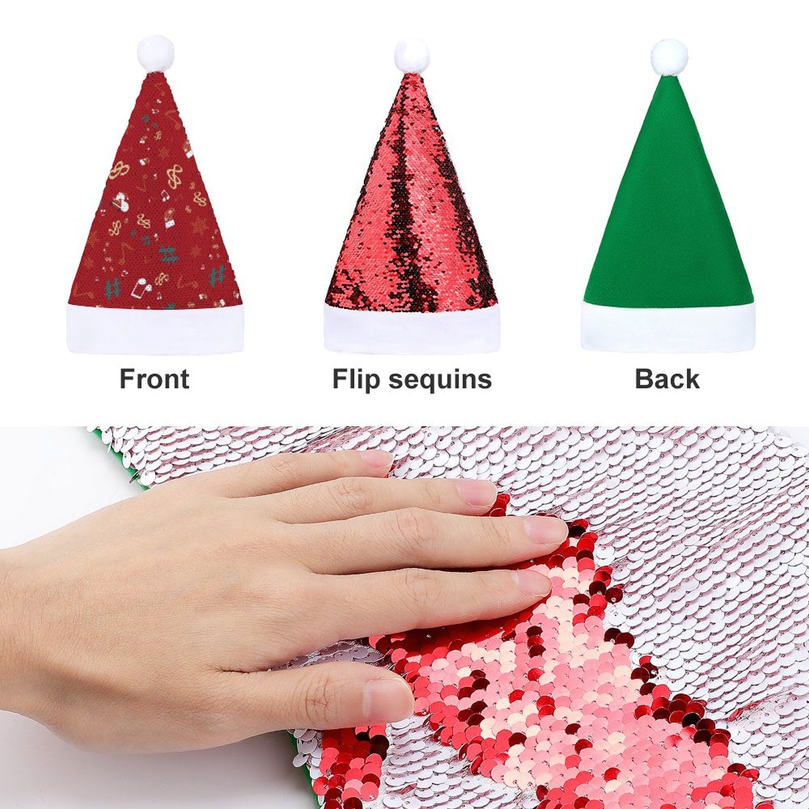 Music Festive Christmas Sequin Santa Hat