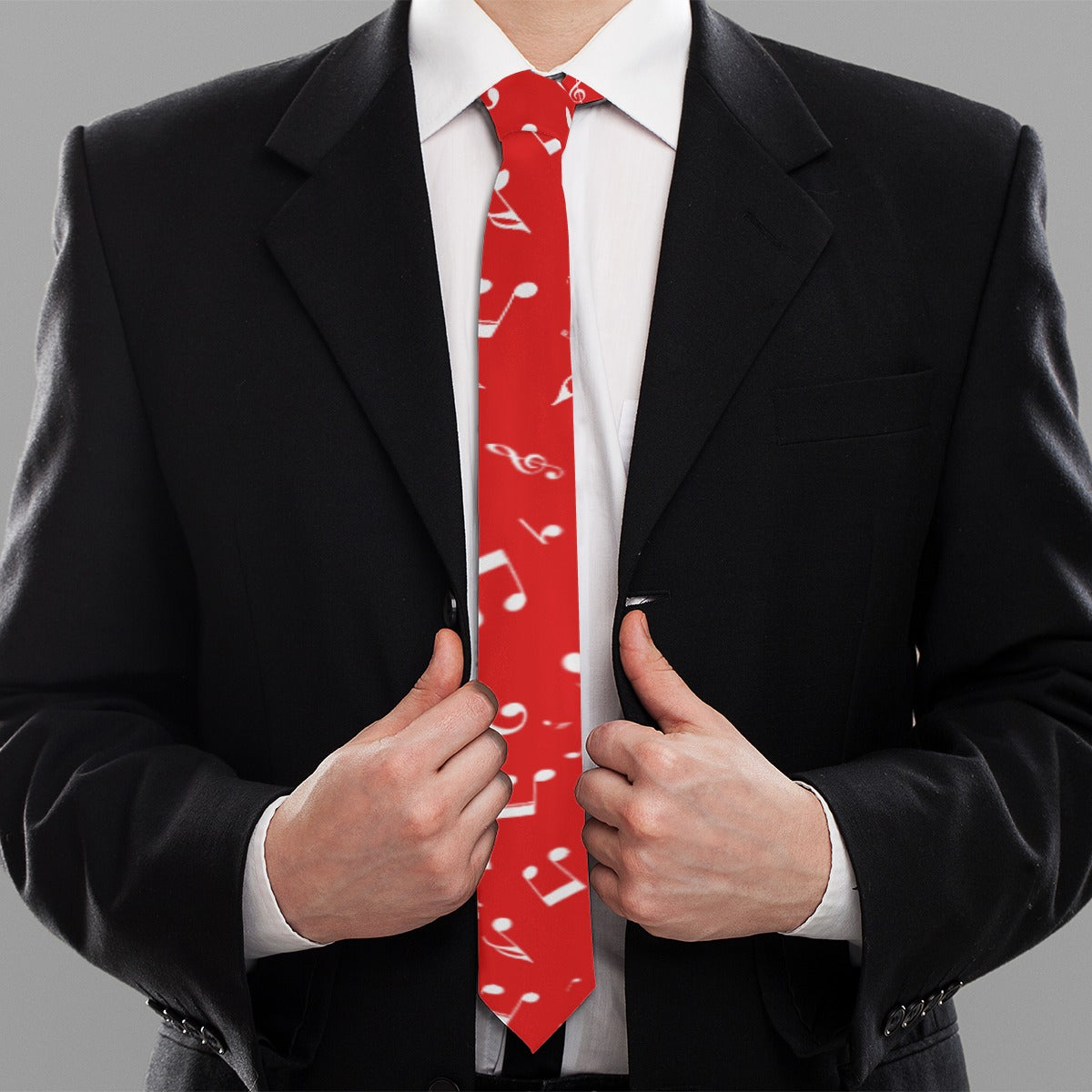 Red Music Notes Tie