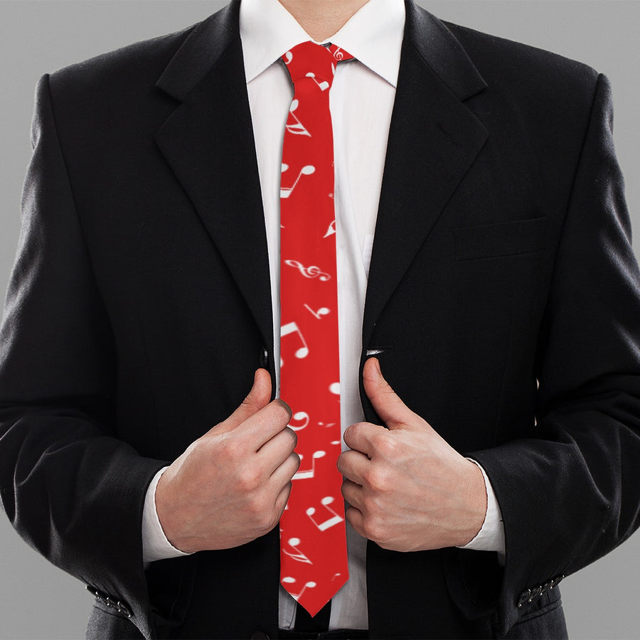 Red Music Notes Tie