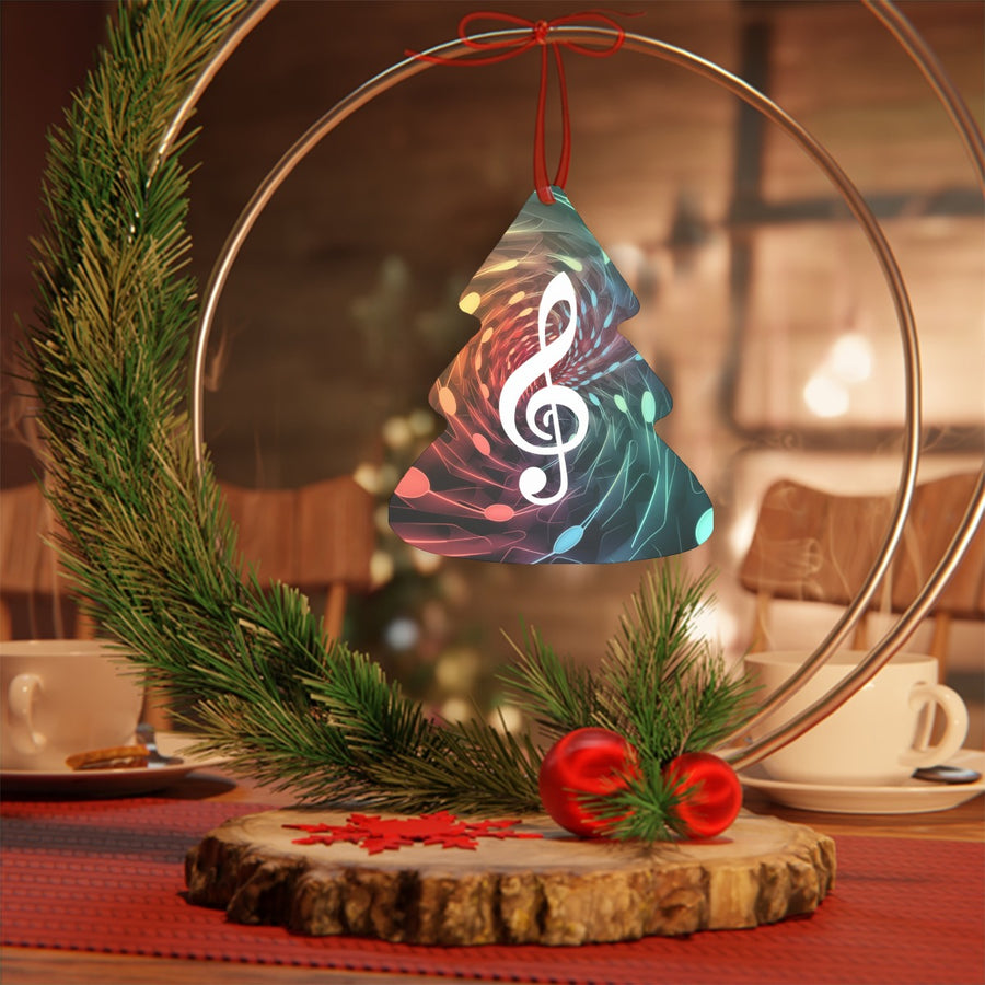 Treble Clef Music Christmas Tree Shaped Aluminium Pendant