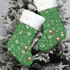 Plush Cuff Music Green Print Christmas Stocking