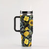 Yellow Floral Music Tumbler With Handle (40oz)