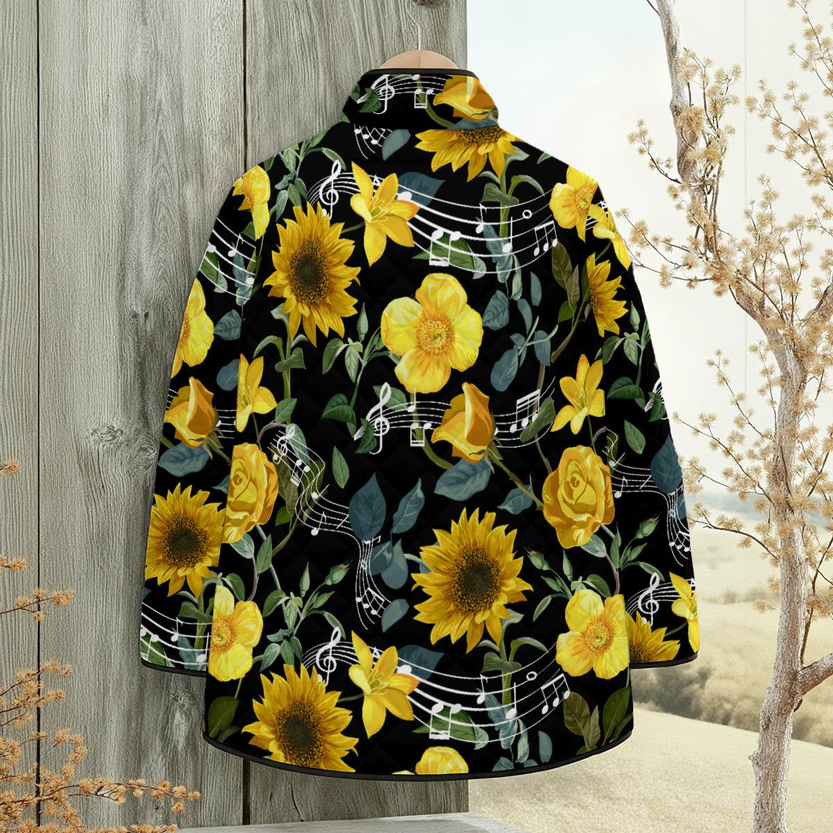 Floral Piano Unisex Quilted Jacket