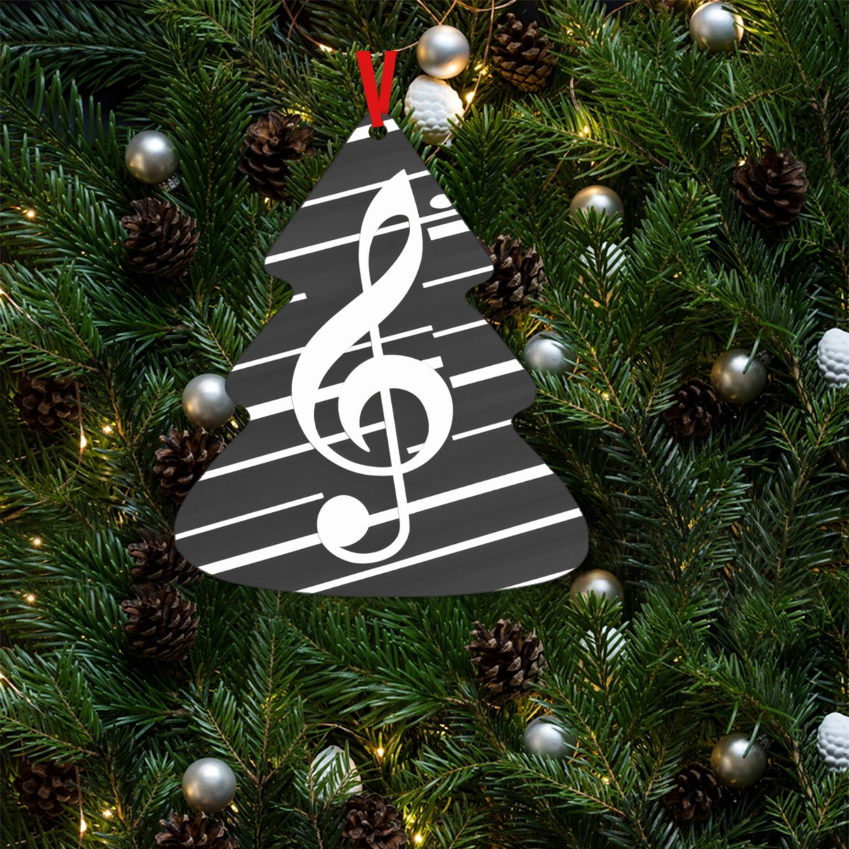 Classic Music Christmas Tree Shaped Aluminium Pendant