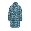 Music Blue Print Unisex Long Down Jacket