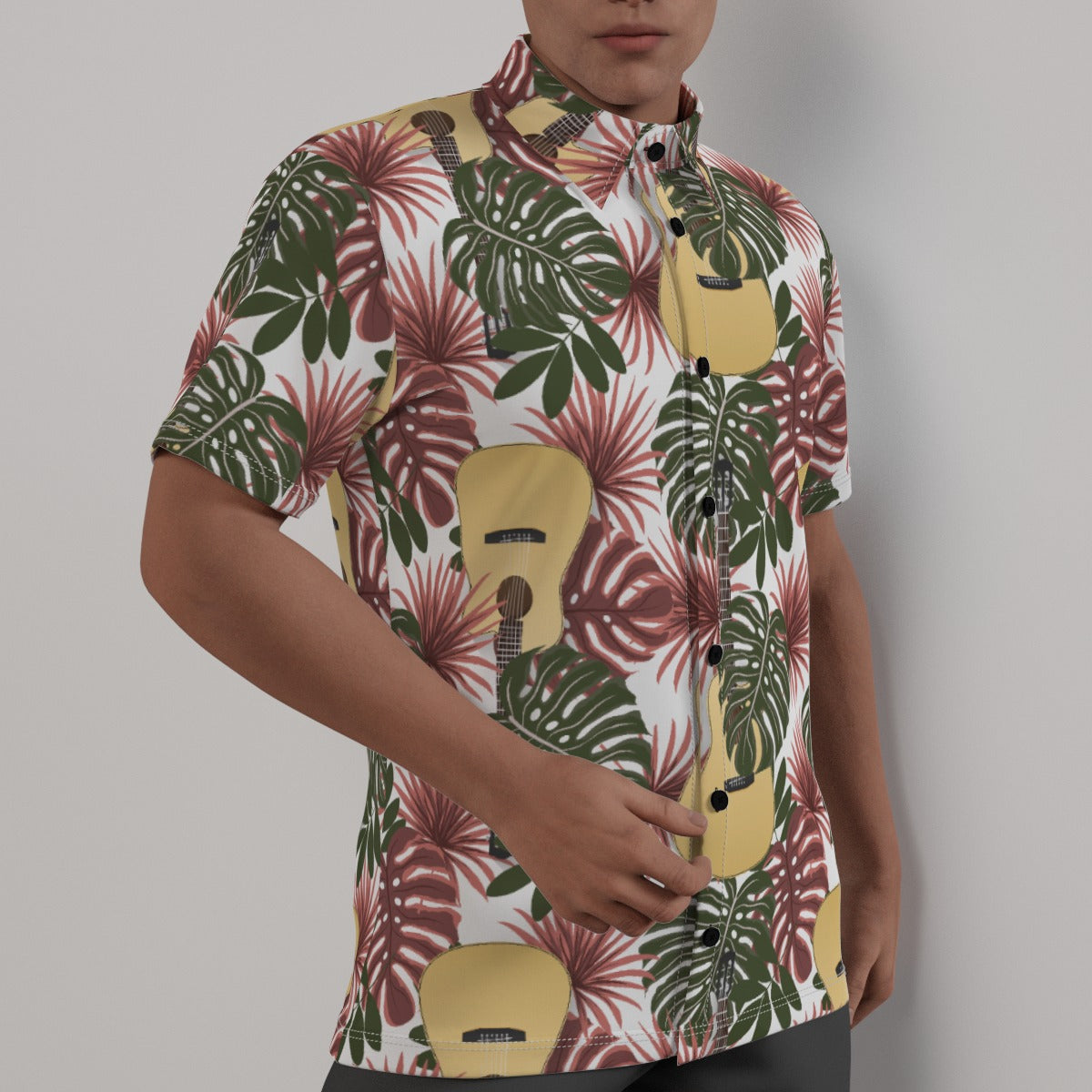 Summer Guitar Print Men's Shirt