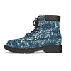 Navy N White Music Print Men's Short Boots