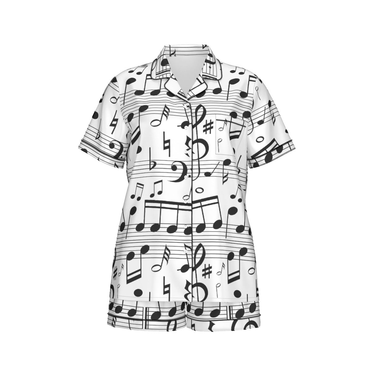 Music White Women's Short Sleeve Pajama Set