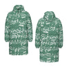 Music Green Print Unisex Long Down Jacket