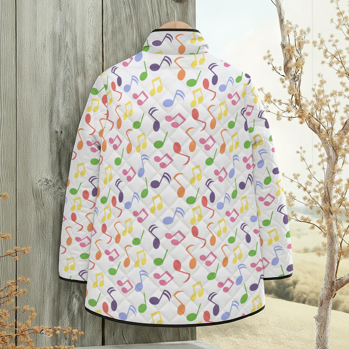 Colorful Music Notes Unisex Quilted Jacket