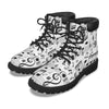 Black N White Music Print Men's Short Boots