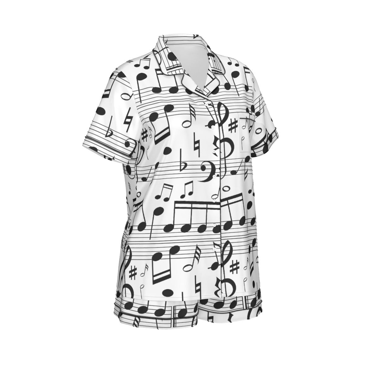 Music White Women's Short Sleeve Pajama Set
