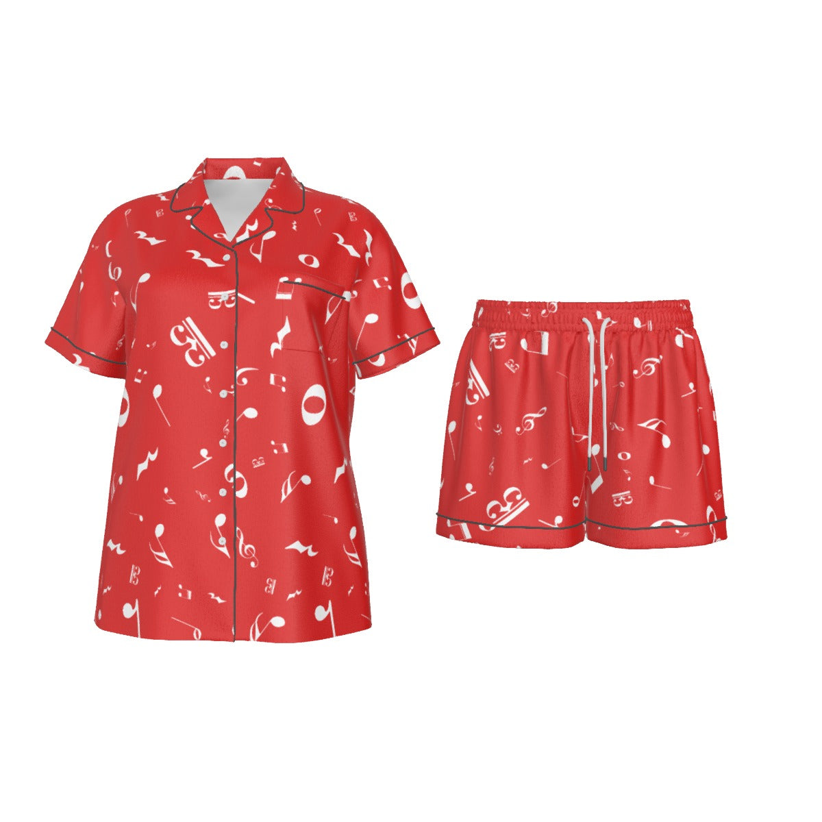 Music Red Women's Short Sleeve Pajama Set