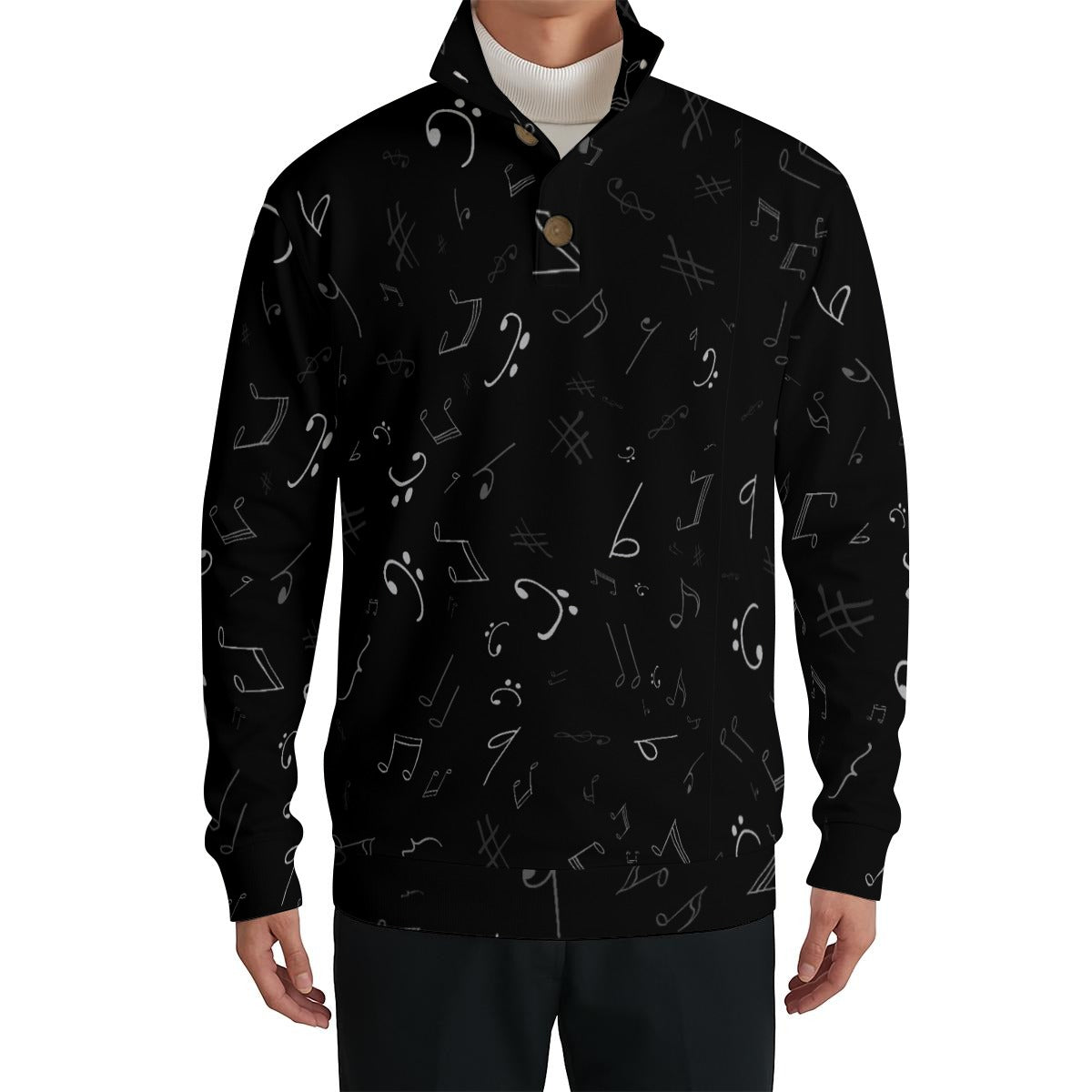 Elegant Music Print Men’s Casual Pullover