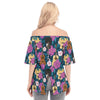 Floral Guitar Off-shoulder Back Split Top