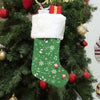 Plush Cuff Music Green Print Christmas Stocking