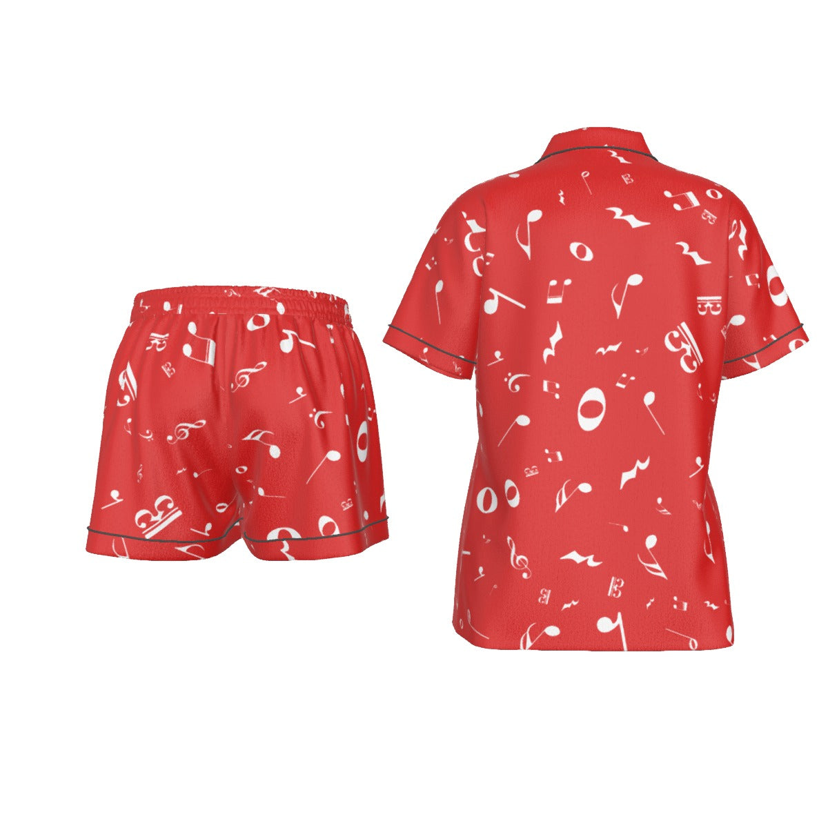 Music Red Women's Short Sleeve Pajama Set