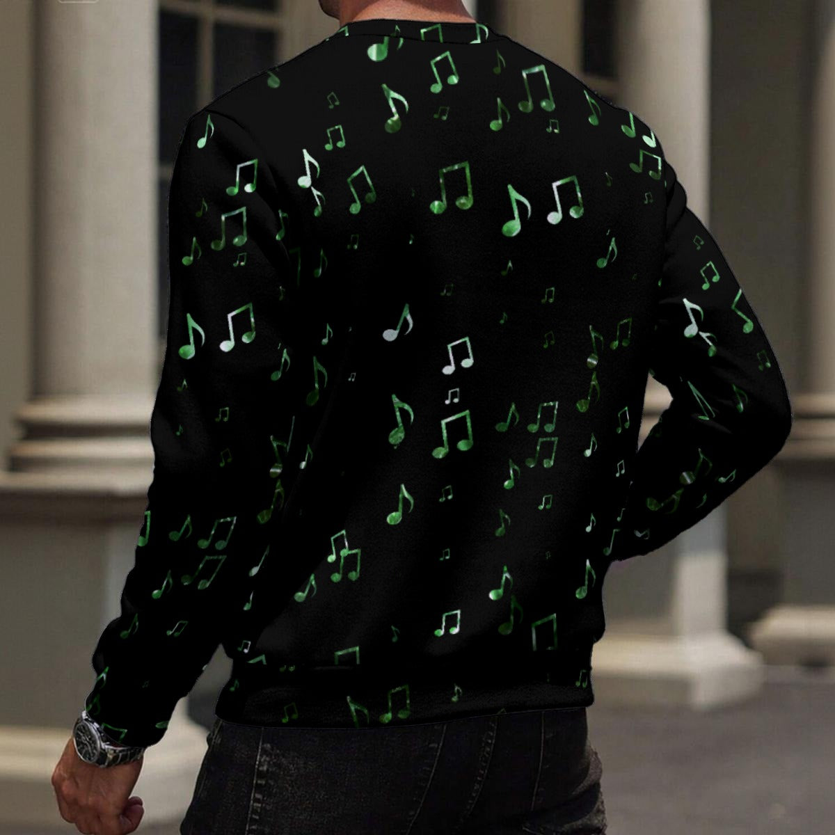 Green Music Notes Men's Fleece Sweatshirt