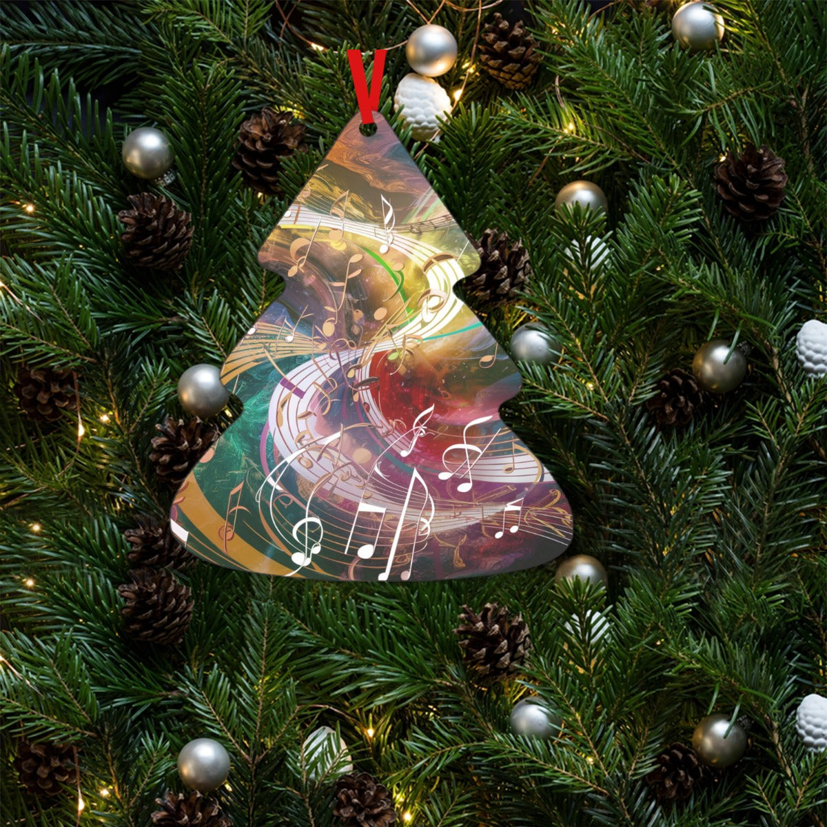 Artistic Music Christmas Tree Shaped Aluminium Pendant