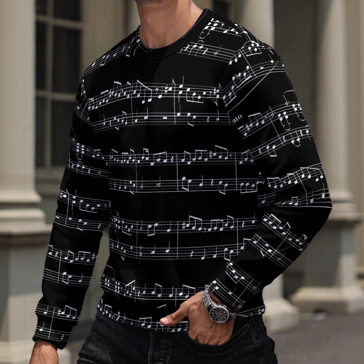 Music Print Men's Fleece Sweatshirt