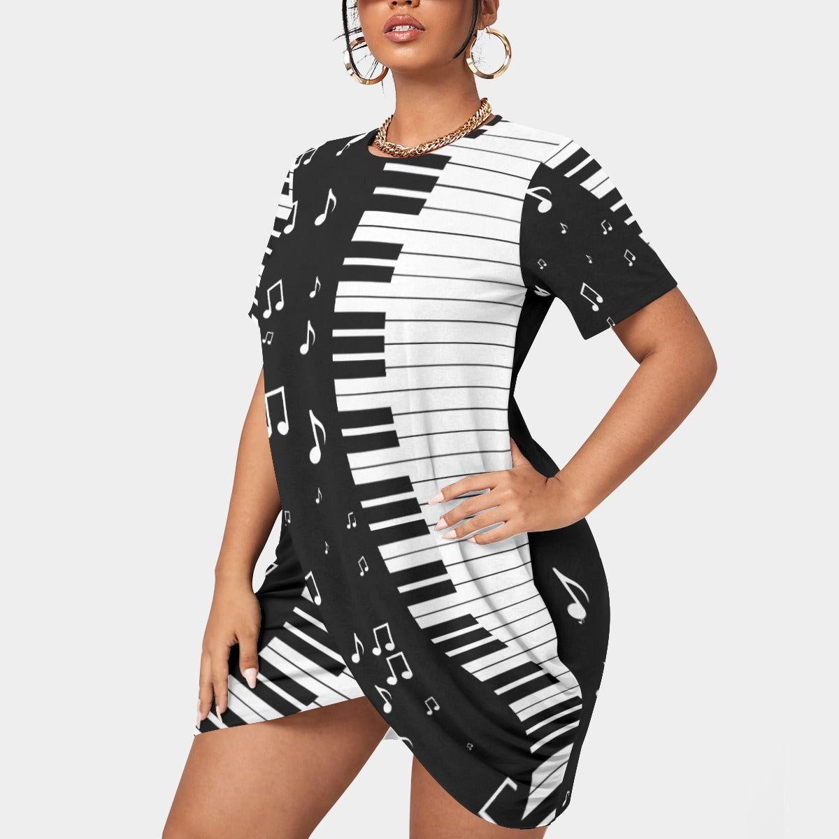 Piano Print T-shirt Dress (Plus Size)