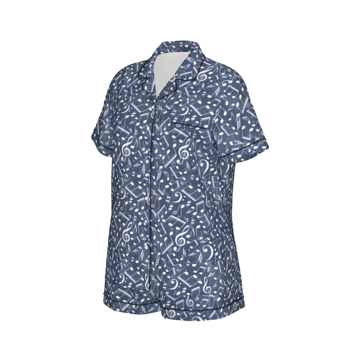 Music Blue Women's Short Sleeve Pajama Set