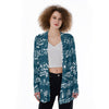 Music Ocean Print Women's Pocket Cardigan