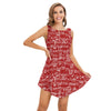 Red Music Print Sleeveless Dress