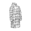 Music Print White Unisex Long Down Jacket