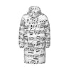 Music Print White Unisex Long Down Jacket