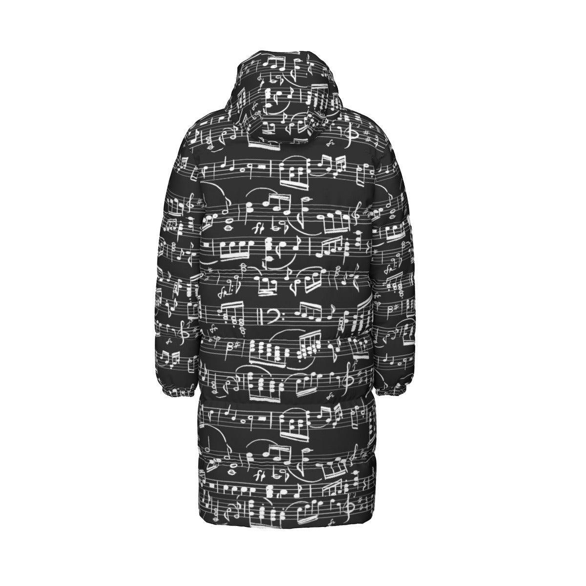 Classic Music Print Unisex Long Down Jacket
