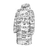 Music Print White Unisex Long Down Jacket