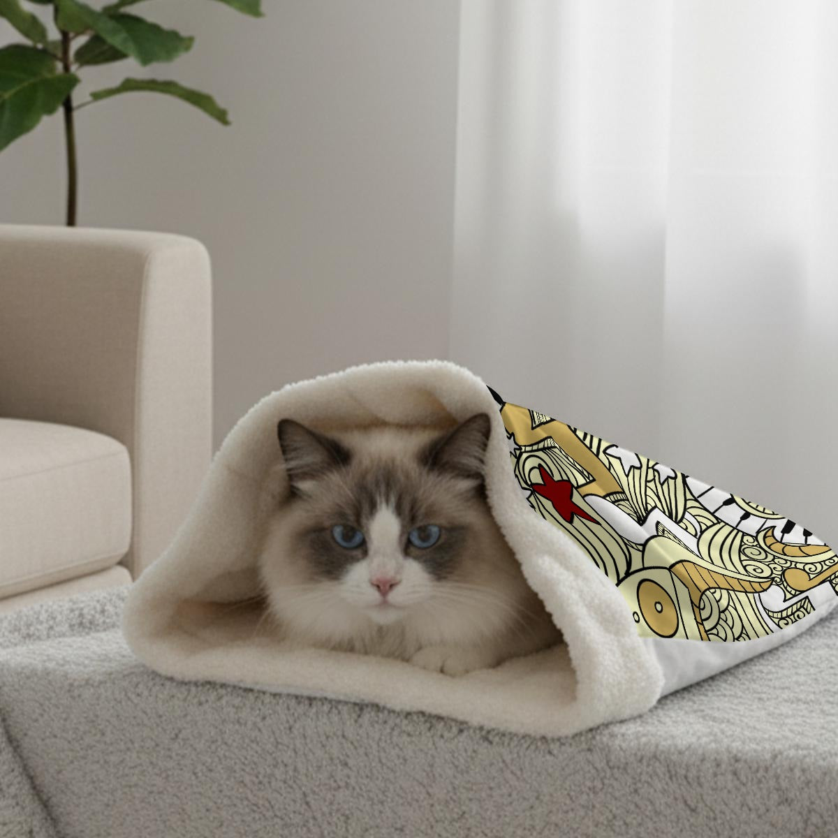 Yellow Piano Double-Layer Pet Sleeping Bag