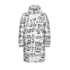 Music Print White Unisex Long Down Jacket