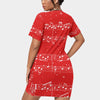 Music Print Red T-shirt Dress (Plus Size）
