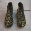 Gold & Black Music Print Women's Short Boots