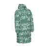 Music Green Print Unisex Long Down Jacket