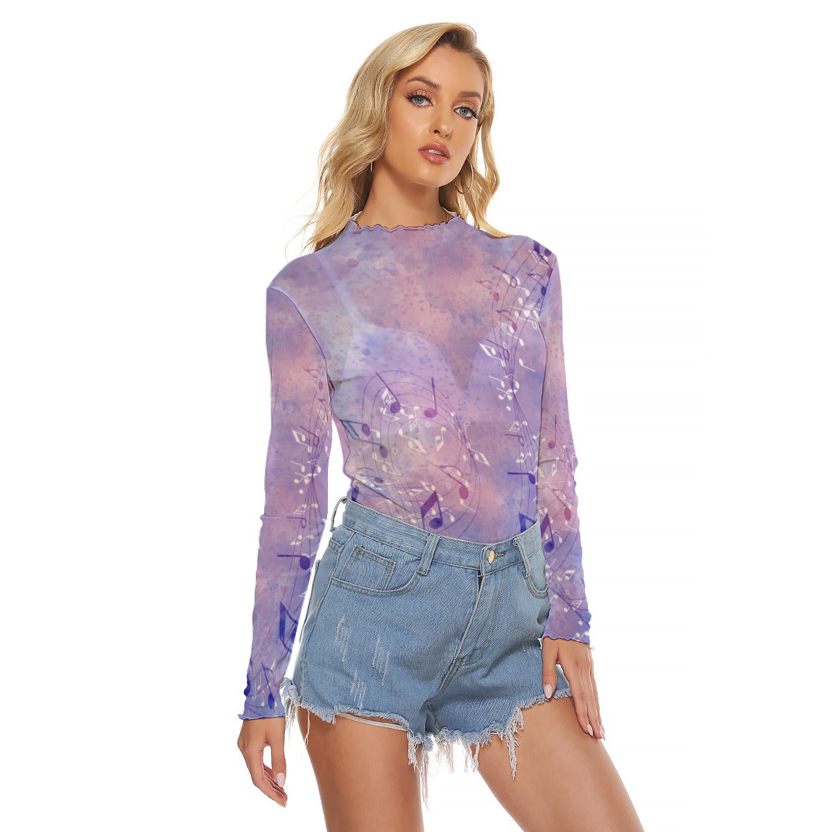 Music Purple Women's Mesh Top