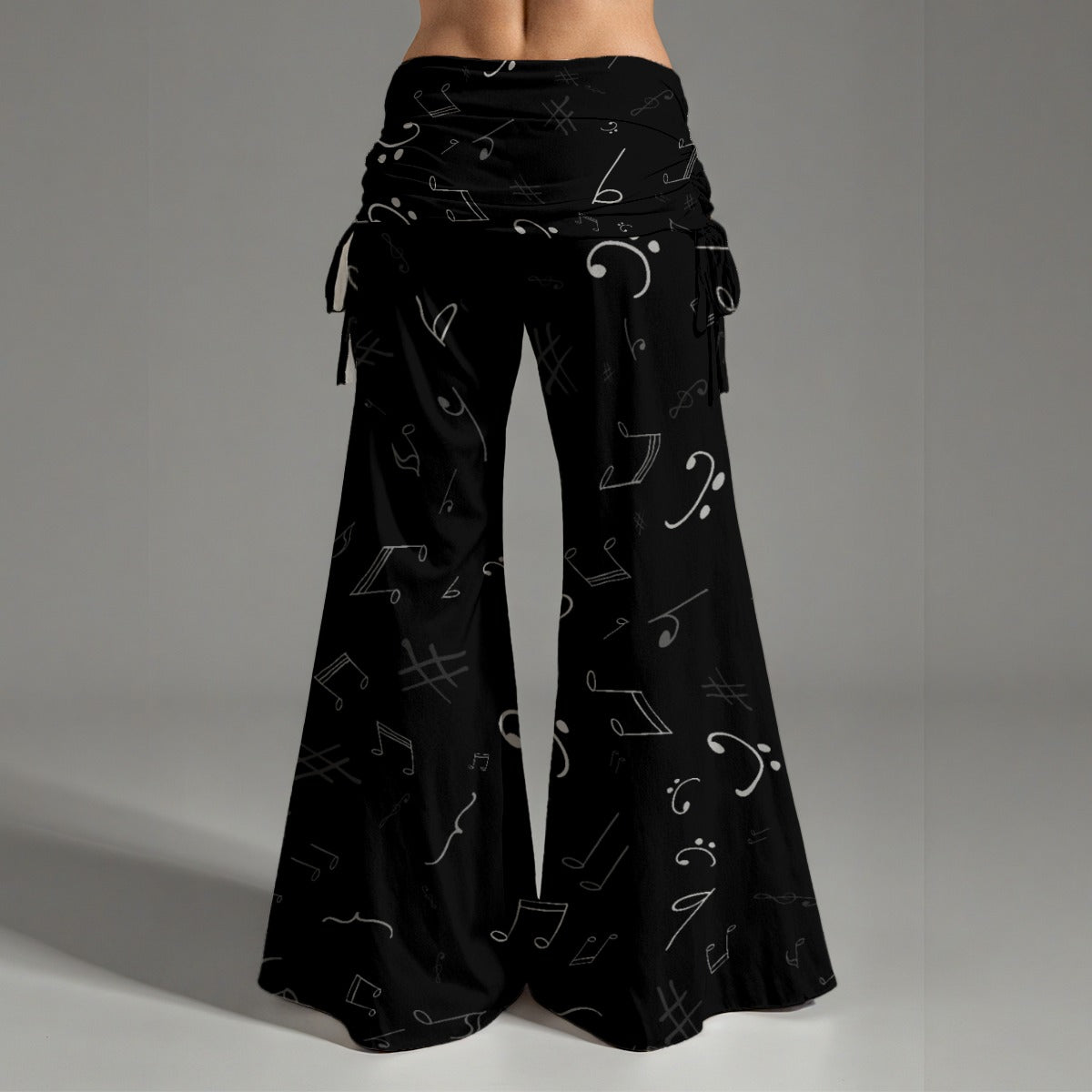 Music Notes Black Women's High Waist Wide Leg Pants
